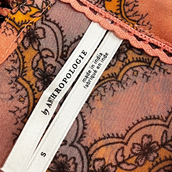 Elegant {Anthro} Beaded <Ignacia> Blouse | Sheer Pink Orange Sequin Top | Small - Picture 4 of 16